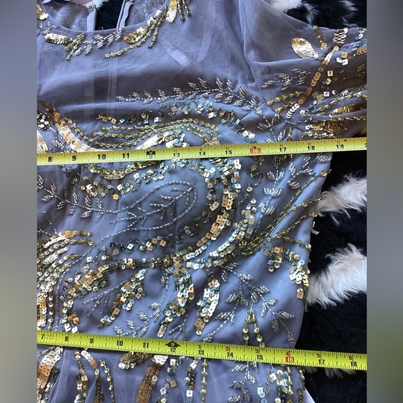 NWT Mac Duggal Illusion Neckline Long Sleeve Beaded Gown. B282 - Picture 13 of 16